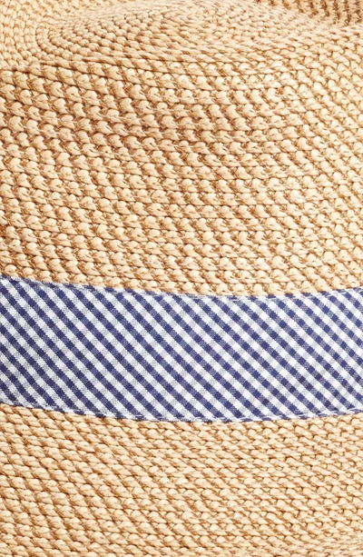 Shop Eric Javits 'classic' Squishee Packable Fedora Sun Hat - Beige In Peanut/ Blue Check
