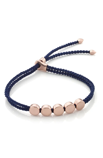 Shop Monica Vinader Friendship Bracelet In Navy/ Rose Gold