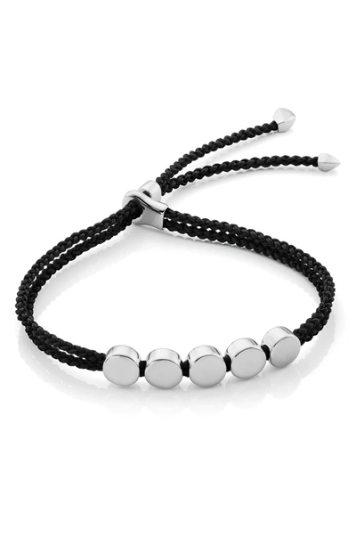Shop Monica Vinader Linear Bead Friendship Bracelet In Silver/ Black