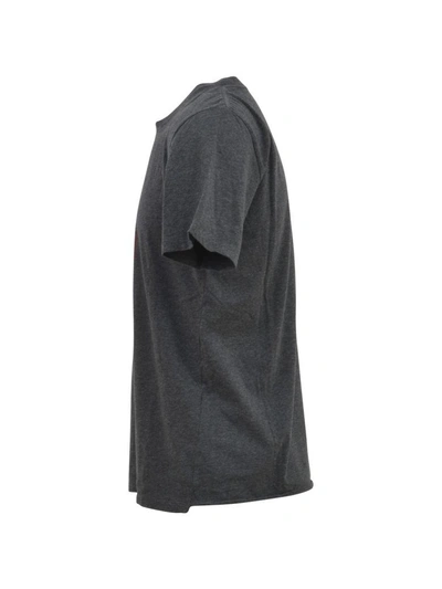 Shop Saint Laurent Sl Printed Jersey T-shirt In Dark Grey
