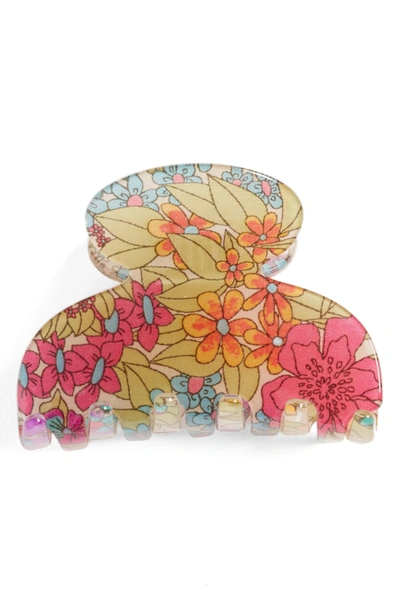 Shop France Luxe 'small Couture' Jaw Clip In Hayden Floral Fuchsia