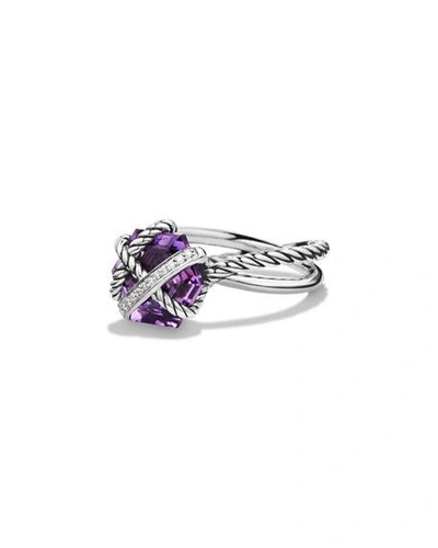 Shop David Yurman Cable Wrap Ring With Semiprecious Stone And Diamonds In Amethyst