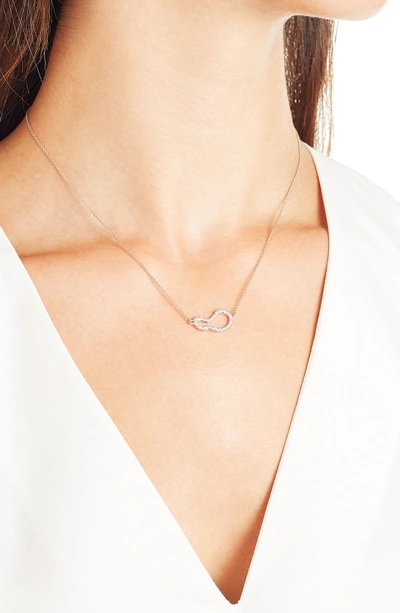 Shop Monica Vinader Riva Small Diamond Pendant Necklace In Rose Gold