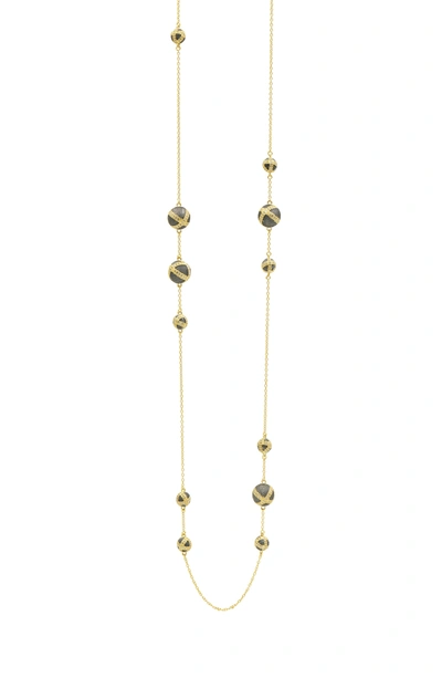 Shop Freida Rothman Textured Ornaments Station Necklace In Black/ Gold