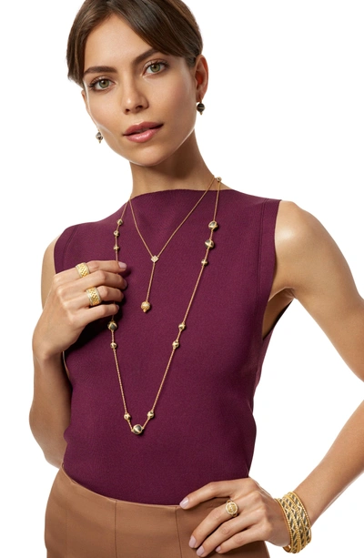 Shop Freida Rothman Textured Ornaments Station Necklace In Black/ Gold