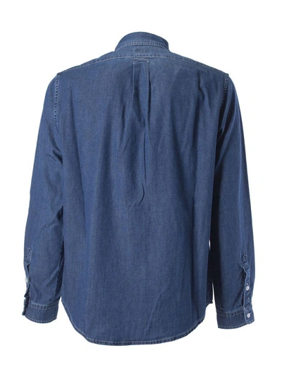 Shop Kenzo Tiger Embroidered Shirt In Bleu Marine