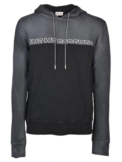 Shop Saint Laurent Printed Sweatshirt In Black