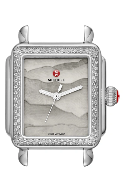 Shop Michele Deco Diamond Watch Head, 33mm X 3mm In Silver/ Grey