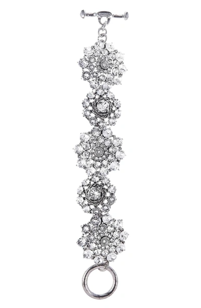 Shop Oscar De La Renta Swarovski Crystal Bracelet In Crystal Silver