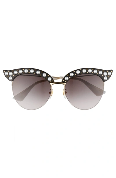 Shop Gucci 53mm Embellished Cat Eye Sunglasses - Black