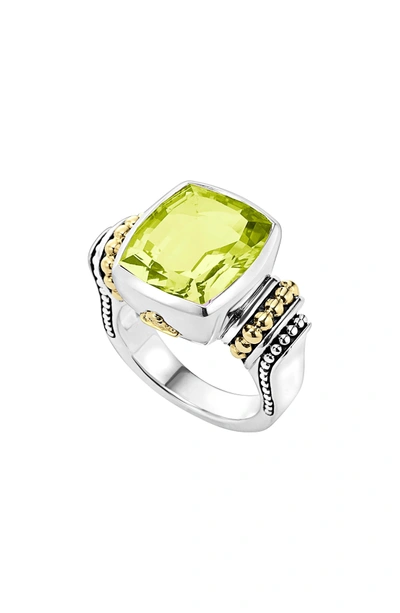 Shop Lagos 'caviar Color' Medium Semiprecious Stone Ring In Green Quartz