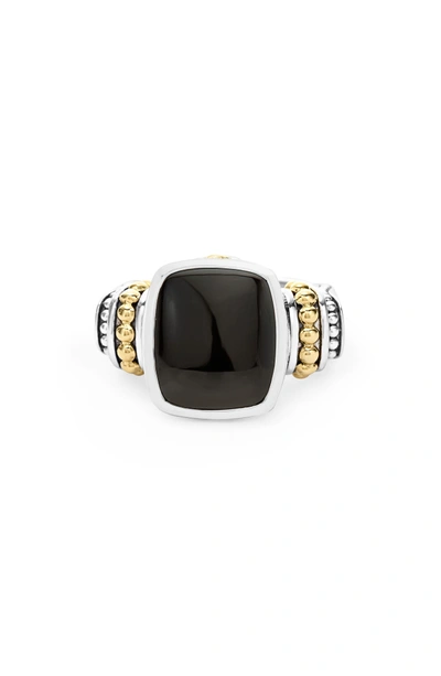 Shop Lagos 'caviar Color' Medium Semiprecious Stone Ring In Black Onyx