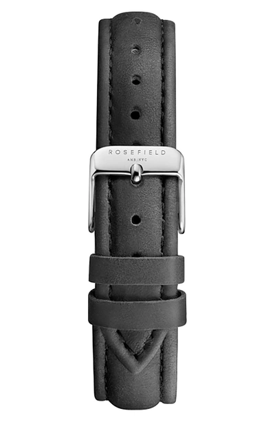 Shop Rosefield Bowery Leather Strap Watch, 38mm In Black/ White/ Silver