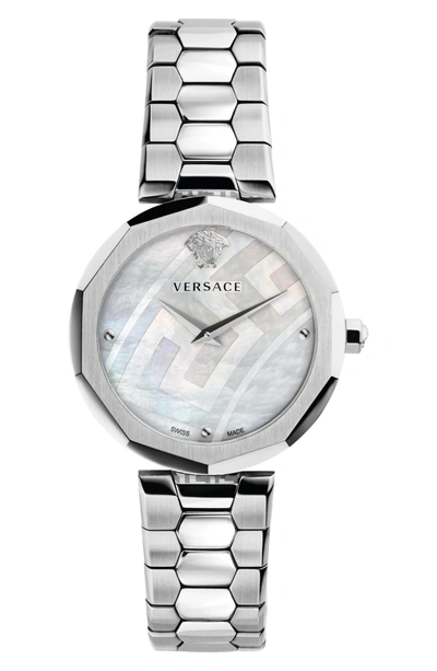 Shop Versace Idyia Bracelet Watch, 36mm In Silver/ Mop/ Silver