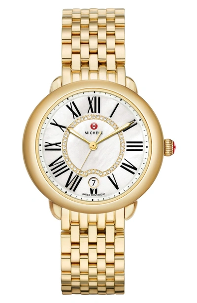 Shop Michele Serein 16 Diamond Dial Watch Head, 34mm X 36mm In Gold