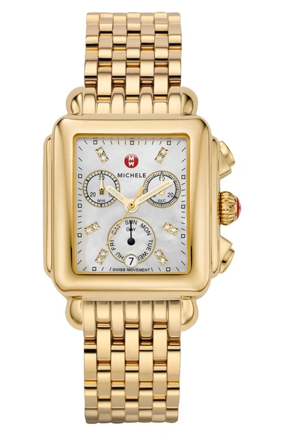 Shop Michele Deco Diamond Dial Gold Plated Watch Case, 33mm X 35mm