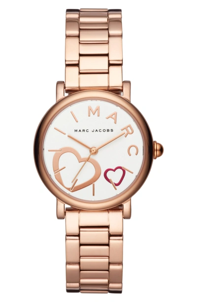 Shop Marc Jacobs Classic Bracelet Watch, 29mm In Rose Gold/ White/ Rose Gold