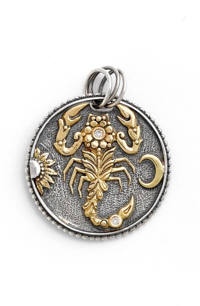 Shop Konstantino Zodiac Pendant In Scorpio/ Silver/ Gold
