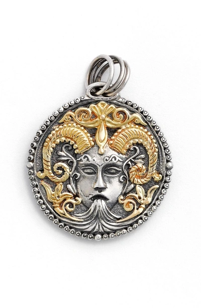 Shop Konstantino Zodiac Pendant In Capricorn/ Silver/ Gold