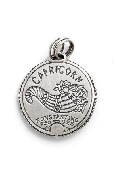 Shop Konstantino Zodiac Pendant In Capricorn/ Silver/ Gold