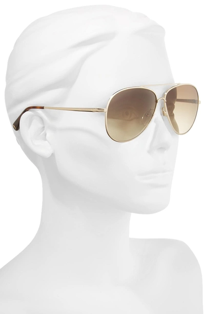 Shop Longchamp 61mm Gradient Lens Aviator Sunglasses - Gold/ Bourbon