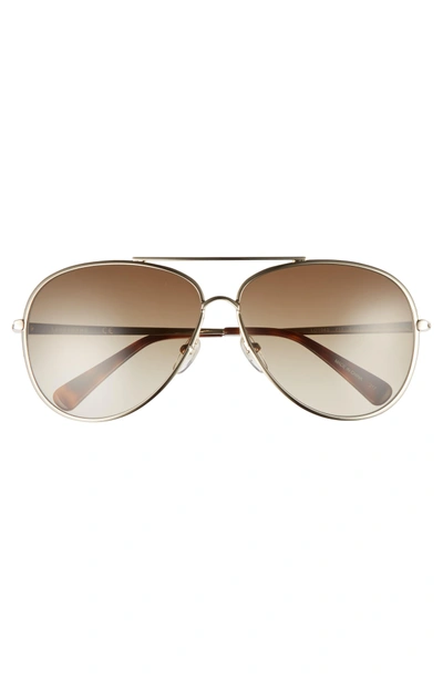 Shop Longchamp 61mm Gradient Lens Aviator Sunglasses - Gold/ Bourbon
