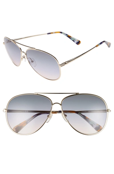 Shop Longchamp 61mm Gradient Lens Aviator Sunglasses - Gold/ Blue