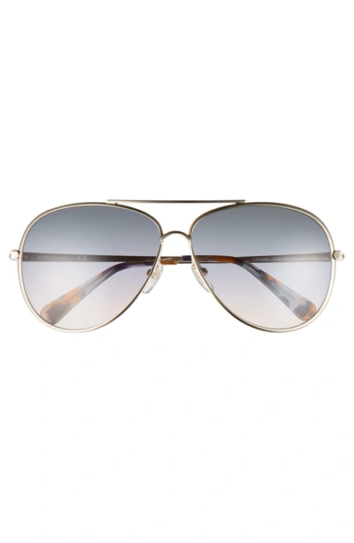 Shop Longchamp 61mm Gradient Lens Aviator Sunglasses - Gold/ Blue