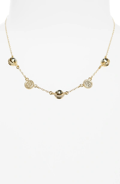 Shop Anna Beck Semiprecious Stone Station Necklace In Gold/ Pyrite