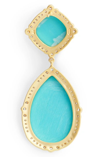 Shop Freida Rothman 'metropolitan' Stone Drop Earrings In Gold/ Turquoise