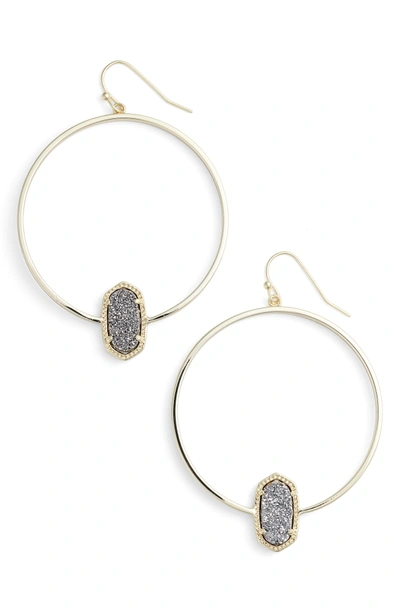 Shop Kendra Scott Elora Frontal Hoop Earrings In Platinum Drusy/ Gold