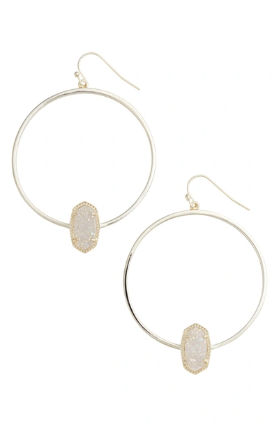 Shop Kendra Scott Elora Frontal Hoop Earrings In Iridescent Drusy/ Gold
