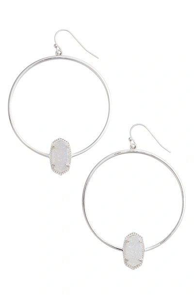 Shop Kendra Scott Elora Frontal Hoop Earrings In Iridescent Drusy/ Silver