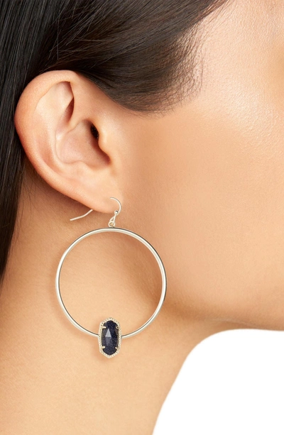 Shop Kendra Scott Elora Frontal Hoop Earrings In Blue/ Gold