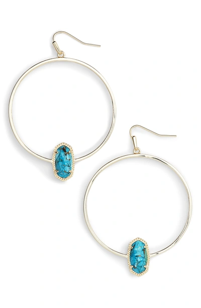 Shop Kendra Scott Elora Frontal Hoop Earrings In Turquoise/ Bronze