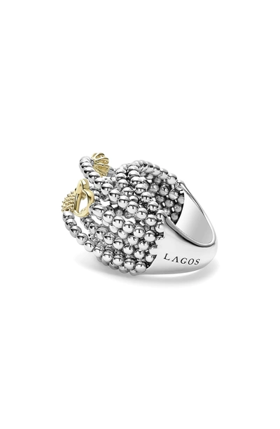 Shop Lagos 'caviar Icon' Multi-row Dome Ring In Silver/ Gold
