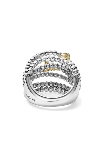 Shop Lagos 'caviar Icon' Multi-row Dome Ring In Silver/ Gold