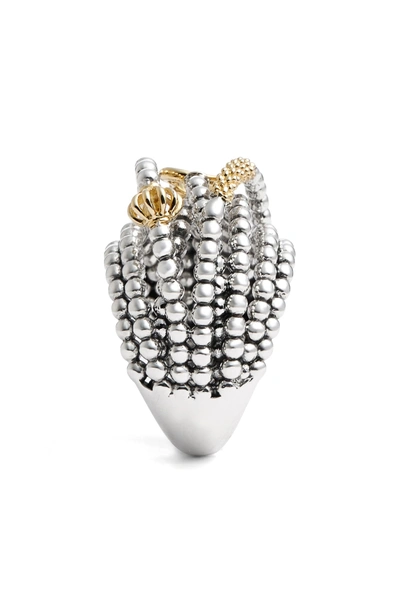 Shop Lagos 'caviar Icon' Multi-row Dome Ring In Silver/ Gold