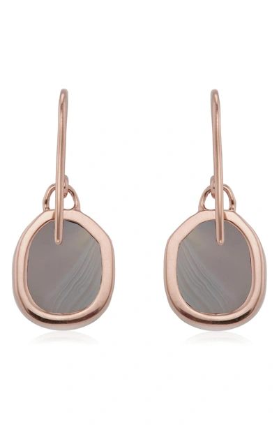 Shop Monica Vinader Siren Semiprecious Stone Drop Earrings In Grey Agate/ Rose Gold
