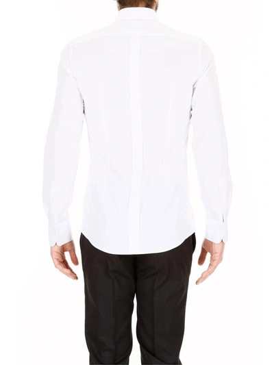 Shop Dolce & Gabbana Tuxedo Shirt With Plastron In Bianco Otticobianco