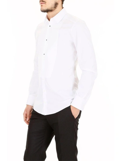 Shop Dolce & Gabbana Tuxedo Shirt With Plastron In Bianco Otticobianco