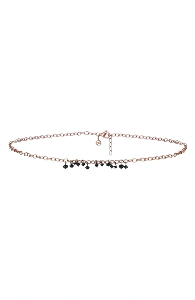 Shop Kismet By Milka Black Diamond Pendant Necklace In Rose Gold