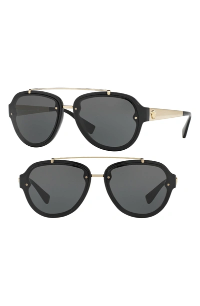 Shop Versace 57mm Aviator Sunglasses - Black