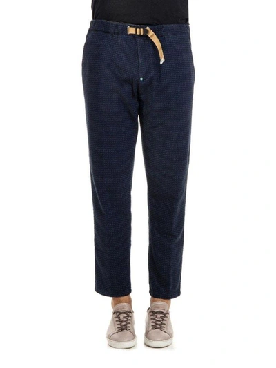 Shop White Sand Cotton Trousers In Blue