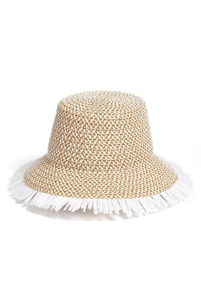 Shop Eric Javits 'tiki' Bucket Hat - White In White Mix