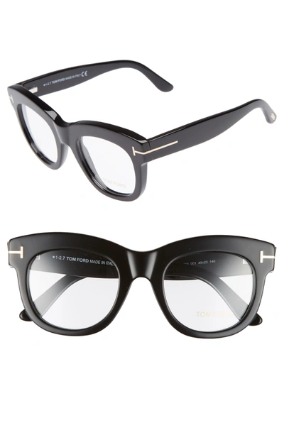 Shop Tom Ford 49mm Optical Glasses In Shiny Black