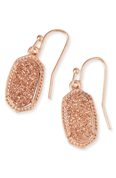 Shop Kendra Scott 'lee' Small Drop Earrings In Rose Drusy/ Rose Gold