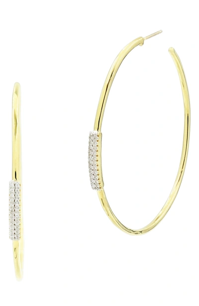 Shop Freida Rothman Radiance Delicate Hoop Earrings In Silver/ Gold
