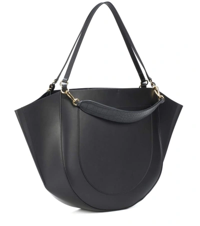 Shop Wandler Mia Leather Tote In Black