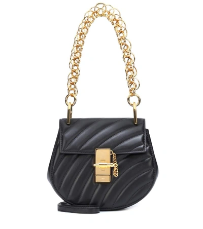 Shop Chloé Drew Mini Bijou Leather Shoulder Bag In Black